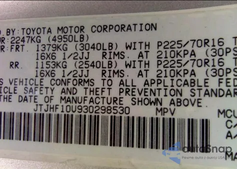 2003 Lexus Rx300 z USA, uszkodzony, nr VIN JTJHF10U930298530